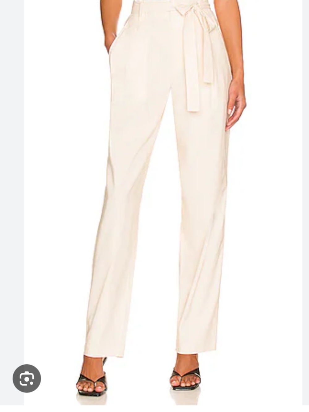 rag & bone Cream High-Rise Linen Tie-Waist Trousers old money new with tags
